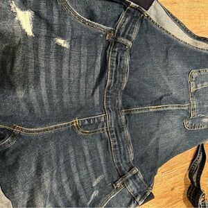 Maternity overall shorts, denim. Purchased from motherhood maternity store.